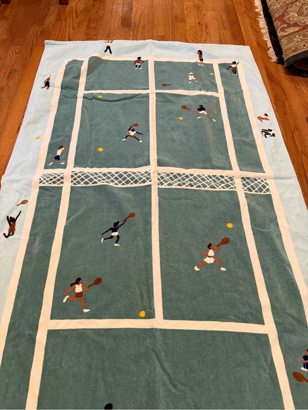 West Elm Tennis Court Graphic Oversized Beach Blanket - Teal & Light Blue - Picture 2 of 4